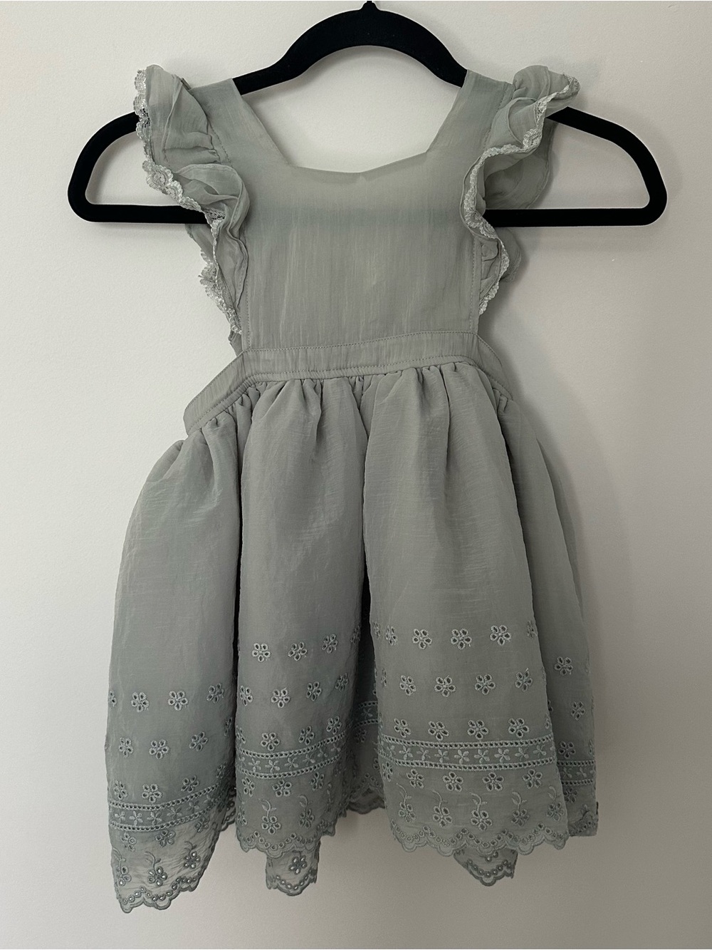 Noralee Provence Mini Pinafore Dress Sky 6 Flutter Sleeves full organza skirt